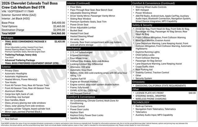 2026 Chevrolet Colorado Trail Boss