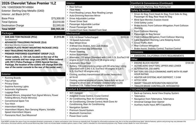 2026 Chevrolet Tahoe Premier