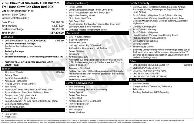 2026 Chevrolet Silverado 1500 Custom Trail Boss