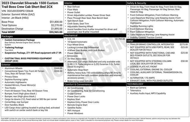 2023 Chevrolet Silverado 1500 Custom Trail Boss