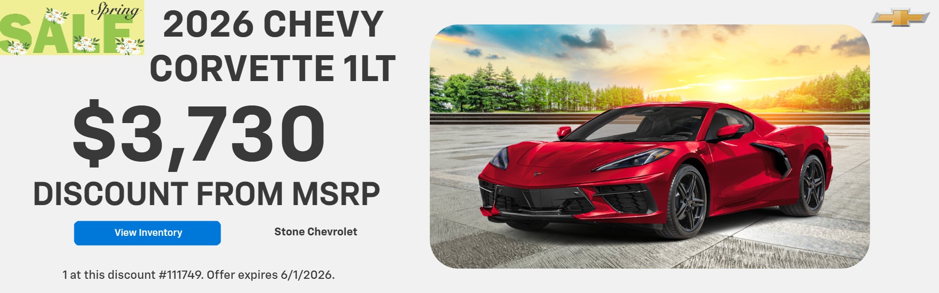 2026 CHEVY CORVETTE 1LT $3,730 DISCOUNT FROM MSRP