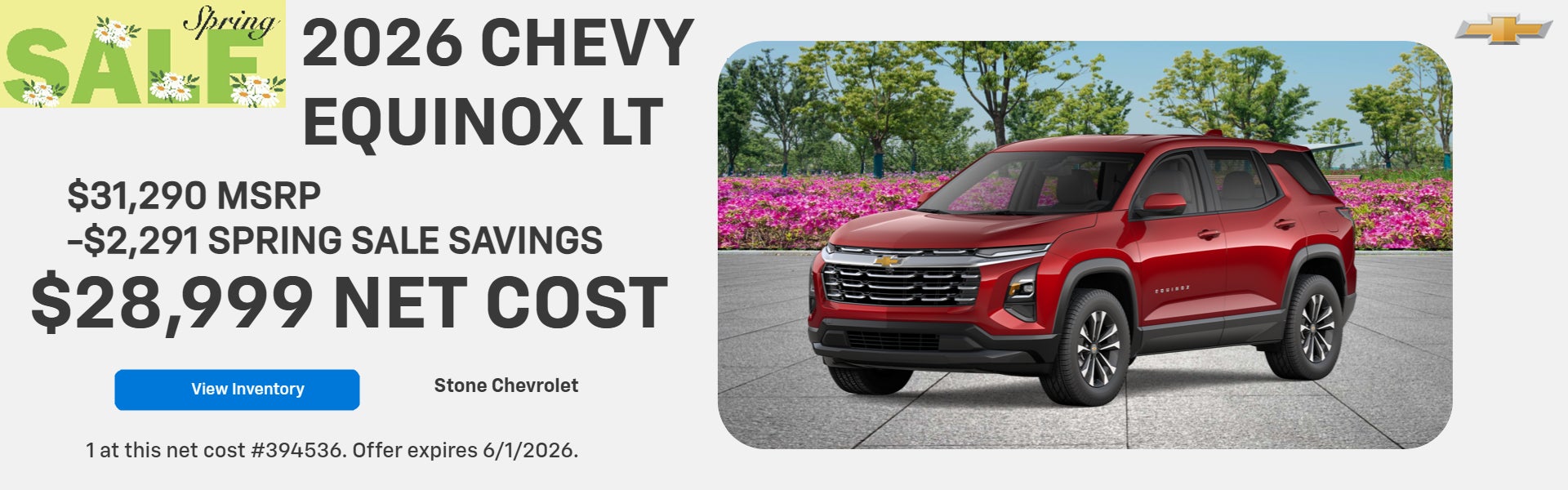 2026 CHEVY EQUINOX LT $28,999 NET COST