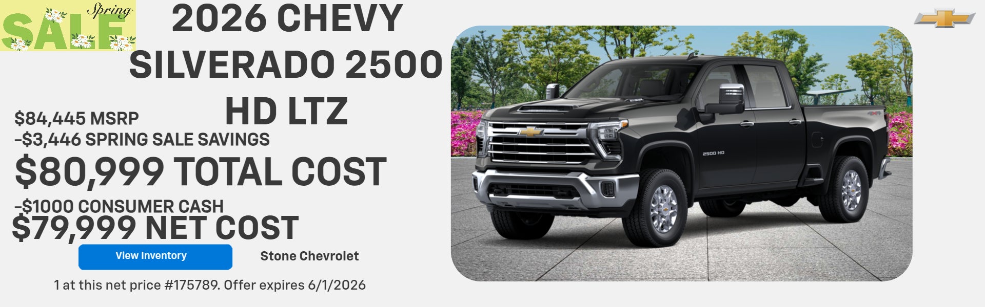 2026 CHEVY SILVERADO 2500 HD LTZ $80,999 TOTAL COST