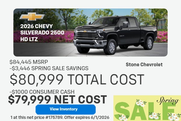 2026 CHEVY SILVERADO 2500 HD LTZ $80,999 TOTAL COST