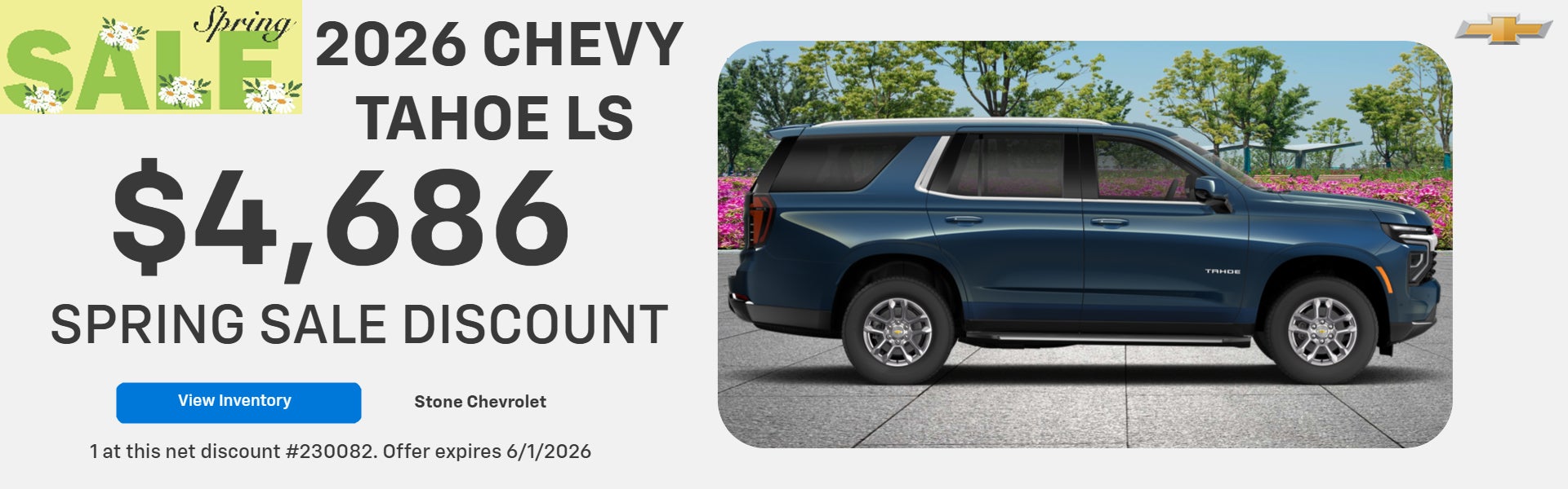 2026 CHEVY TAHOE LS $4,686 SPRING SALE DISCOUNT