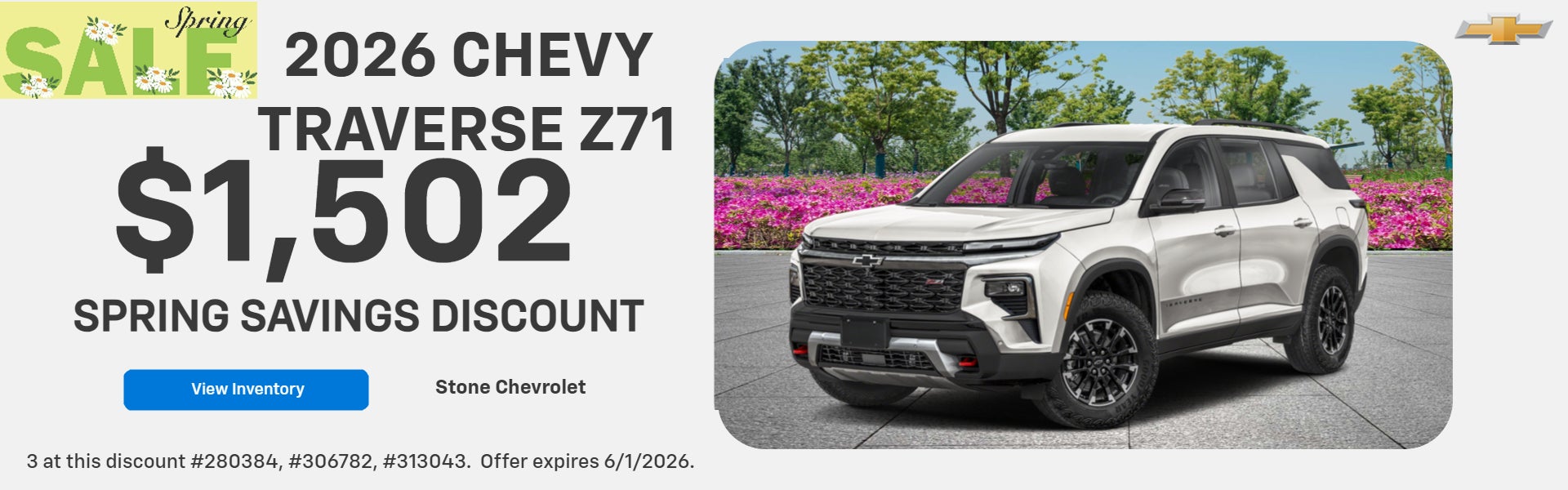 2026 CHEVY TRAVERSE Z71 $1,502 SPRING SAVINGS DISCOUNT